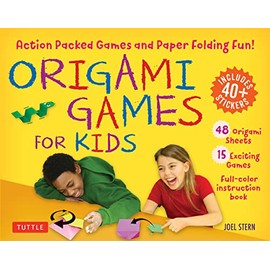 Origami Games for Kids Kit: Action Packed Games and Paper Folding Fun! [Origami Kit with Book, 48 Papers, 75 Stickers, 15 Exciting Games, Easy-to-Assemble Game Pieces]