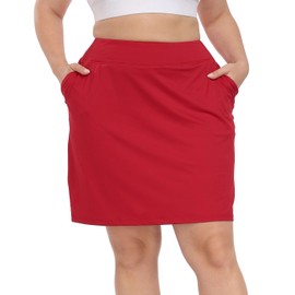 HDE Womens Plus Size Athletic Skort Golf Tennis Skirt with Bike Shorts & Pockets Red - 20