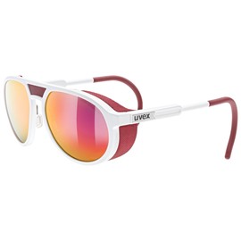 uvex polarized sports sunglasses for hiking/running with UV protection, for women & men, mtn classic P, White Matte/Red, one size