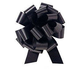 IGC 50 Pull String Bows - Gift Wrap Packaging - 5" 20 Loops - 1 1/4" - Black - Wholesale Lot - Holiday Present Packaging