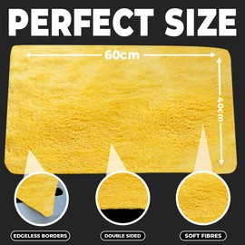 Towelogy XL Microfibre Car Drying Towel & Car Polishing Cloth – Scratch-Free, Lint-Free, Dual-Purpose Auto Detailing Cloth for Cars, Vans and SUV (2, Lemon/Grey)