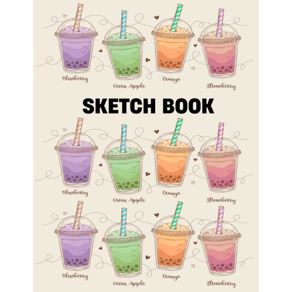 Boba Tea Sketch Book: Cute Anime Japanese Sketch Book for