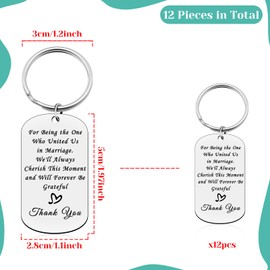 12PCS Wedding Planner Appreciation Gift Wedding Keyring Gift for Women Men Bridesmaid Thank You Gift Wedding Organizer Keyring Wedding Officiant Gift Wedding Planner Gift Wedding Guest Keyring Gift