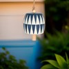 Carson 12.5" Navy and White Triangles Ceramic Bell - Stoneware