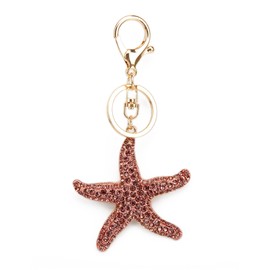 TOPASION Lucky Starfish Colorful Opal Rhinestone Plating Women Car/Bag Keychain Purse Charm (Purple)