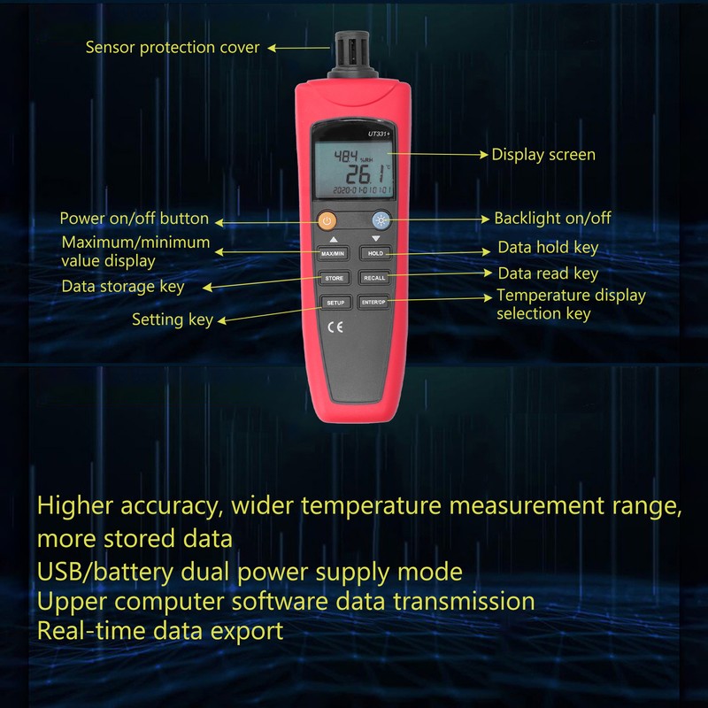 UT331+ Temperature Humidity Meter Digital Industrial Thermometer Hygrometer for Indoor