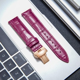 Genuine Calfskin Leather Replacement Watch Band, For Men and Women, Alligator Skin Pattern Strap, 10 Colors, 3 Buckle Colors (Silver, Gold, Rose Gold), 12 Sizes: 0.47 inch (12 mm) / 0.51 inch (13 mm) / 0.55 inch (14 mm) / 0.63 inch (16 mm) / 0.67 inch (1
