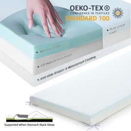 Jamdok 3Inch Cot Mattress Topper,Narrow Twin Gel Memory Foam Mattress Topper for Camping Cot,Sofa Bed,Pull Out Chair Cushion,Portable,Cool Cot Toppers(75 x 30)