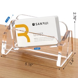 SANRUI Acrylic Business Card Holder for Desk, 1 Tier Clear Tilt Business Name Card Display Holders Stand Storage Organizer Fits 50-60 Business Cards (Horizontal, 1-Slot)