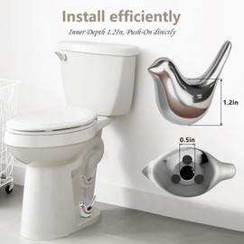 MENNTY 2Packs Ceramic Silver Birds Toilet Bolt Covers & 4Packs Universal Toilet Bolt Caps, Cute Bathroom Decorative Toilet Floor Screw Cover Caps Easy Installation