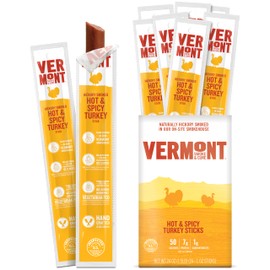 Vermont Smoke & Cure Meat Sticks - Hot & Spicy Turkey - Protein Snacks, No Antibiotics or Added Hormones, Hiking Snacks- 1 oz, 24-Pack