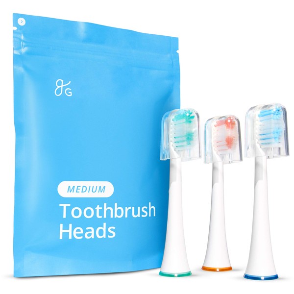 GreaterGoods Sonic Electric Replacement Heads, 3 Count for S/E Toothbrush, Only Works with gG Toothbrushes (Medium)