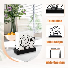 OT-NVWOZR Metal Napkin Holder for Table, Snails Serviette Holder with Stainless Steel Base for Kitchen, Standing Tabletop Tissue Dispenser Towel Holder for Cafes Restaurants (Black) (1)