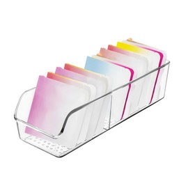 1 x Plastic Tea Box, Clear Tea Boxes, Divided Design, Kitchen Organiser, Tea Bag Holder with 2 Cells, Easy Access Tea Bag Storage Box for Coffee Pads, Tea Bags (1 Piece)