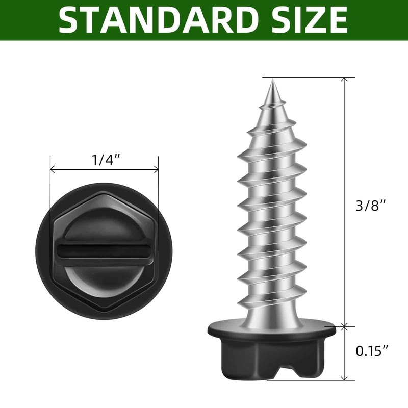 Mellewell #8 x 3/8" Self Tapping Gutter Screws, Black Painted