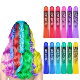 12 Hair Chalk Set for Girls, Hair Chalk for Children, Hair Colourations, Temporary Hair Colour for Children Girls, 12 Colourful Washable Hair Dye Pens, for Temporary Dyeing, Colourful Hair