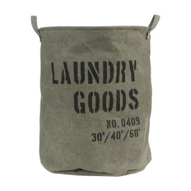 Danya B. LY952 Decorative Collapsible Portable Fabric Laundry Basket - Foldable Canvas Clothes Hamper with Handles - Khaki Green