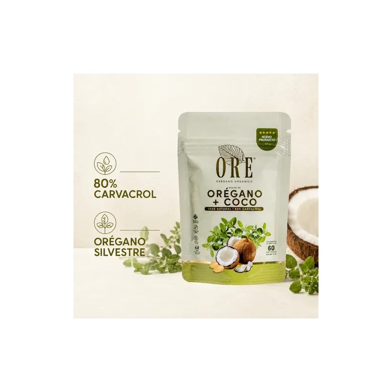 Aceite De Orégano Y Coco Ore 60 Cápsulas Softgel Orgánico