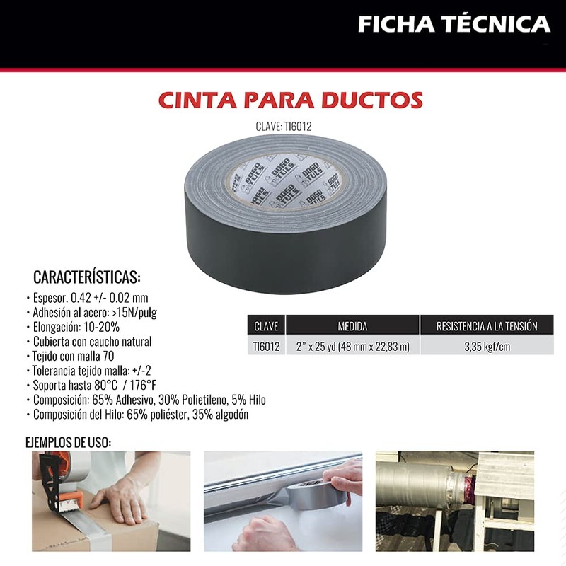 Dogotuls TI6012 Cinta para Ductos, color Negro, 2 x 25