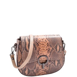 Divergent Retail Womens Stylish Small Leather Crossbody Bag with Elegant Snake Print Taupe Raeo