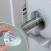 Enhanced Door Silencer Strike Plate with Adhesive Bump Stops -
