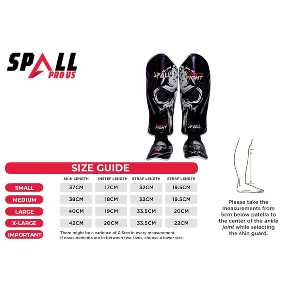 Spall Pro US Muay Thai Guards Shin Guards for Kickboxing Martial Arts Kicking BJJ Boxing Equipment MMA Training and Sparring Leg Guard with Instep Protection Pads (BTF-Black, Small/Medium)