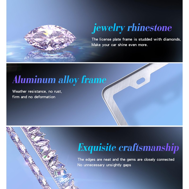 Murimt Purple Bling License Plate Frame 1 Pack Rhinestone Bedazzled