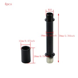 Mewutal Double End Straight Pipe Lamp Stem Kit Black Lamp Threaded Extension Rod Metal Lamp Parts Replacement for Table Lamp Ceiling Lamp Floor Lamp, with M10 Connector (4 Set, Length: 70mm/2.76")