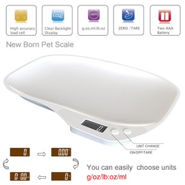 Multi-Function Digital Pet Scale for Small Animals Rabbit Hamsters Parrot,Large LCD Display Electronic Scales Weight Up to 15kg Capacity Pet Weighing Scale With Comfortable Curving Platform