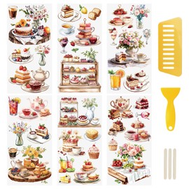 WANDIC 6 Sheets Rub On Transfer Sticker, Afternoon Tea Dessert Sticker Decal for DIY Scrapbooking Photo Albums Furniture, 15 * 30cm
