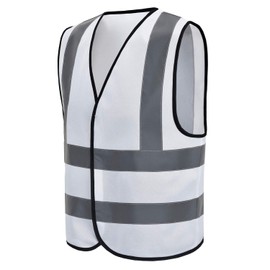 AYKRM High Visibility Safety Vest with Reflective Strips for Men, White, XXXL Size - Ideal for Press, Construction, Roadside and More!