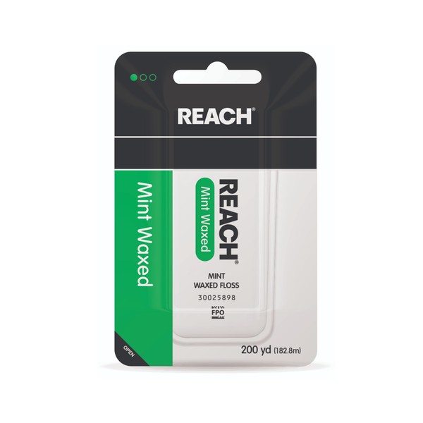 REACH Waxed Dental Floss, Mint, Plaque Remover for Teeth, Shred