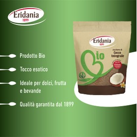 Eridania, Zucchero di Cocco Integrale, Dolcificante Naturale Ricavato dall'Estratto dei Fiori della Palma da Cocco, Ideale per Dolci, Frutta e Bevande, 230 gr