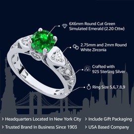Gem Stone King 925 Sterling Silver Round 6MM Gemstone Birthstone Engagement Ring | Wedding Anniversary Promise Ring For Women | Available In Size 5, 6, 7, 8, 9