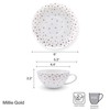 Mikasa Millie Gold Metallic Set of 4 Tea Cups and