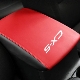 BOYUER for Mazda CX-5/CX5 2017 2018 2019 2020 2021 2022 2023 2024 2025 Center Console Cover Armrest Leather Pad Cover Automatic Car Interior Decoration Accessories（Red+Black）