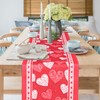 Gadpiparty Romantic Heart Printed Table Runner Valentine's Day Decor Kitchen