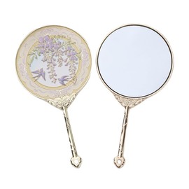 mulanfeng Vintage Style Handheld Mirror with Embossed Patterns, Princess Handheld Mirror with Handle, Beautiful Gift for Girls & Women (Purple)