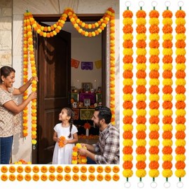 Flores de Cempasúchil Artificiales,5 Tiras de 2 M