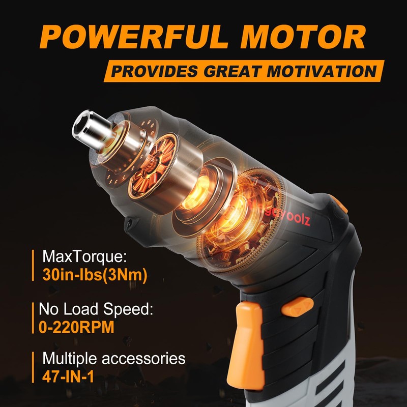 Megarooz Electric Cordless Screwdriver with Rechargeable Battery and Charger, Rotating