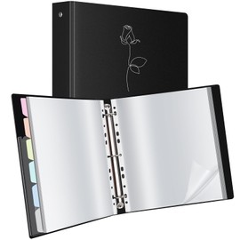 Uquelic 80-Pocket Binder with Plastic Sleeves for Letter/A4 Size(11" x 8.5"), Silver Rose Printed Cover, Document Binder Organizer for Papers, Certificates and Artwork with Macaron PP Divider Pages