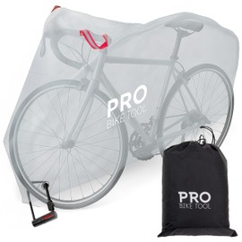 PRO BIKE TOOL Bicycle Cover - Transparent PVC Waterproof Outdoor Bike Cover - Protects from Weather, Dust, Rain, and Scratches - Ideal for Garage with Safety Loops and Storage Bag - 30.3"x81.4"x47.2"
