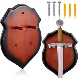 Wooden Sword Wall Mount Sword Plaque Sword Display Wall Mount Universal Sword Plaque Hanger with Hardware Home Decor, Black Brown