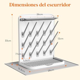 Lifewit - Estante de secado grande para biberones con alfombrilla de drenaje y 15 ganchos, artículos esenciales para recién nacidos, organizador de soporte para encimera para artículos de bebé