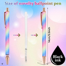 Wincredulous Retractable Metal Ballpoint Pens, 1.0mm Glitter Click Ball Pens,Black Ink Metal Glitter Pen for School, Office, Home, Drawing (rainbow pattern)