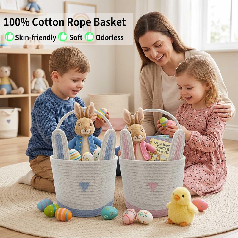 2 Pack Large Woven Easter Baskets for Kids - Boy
