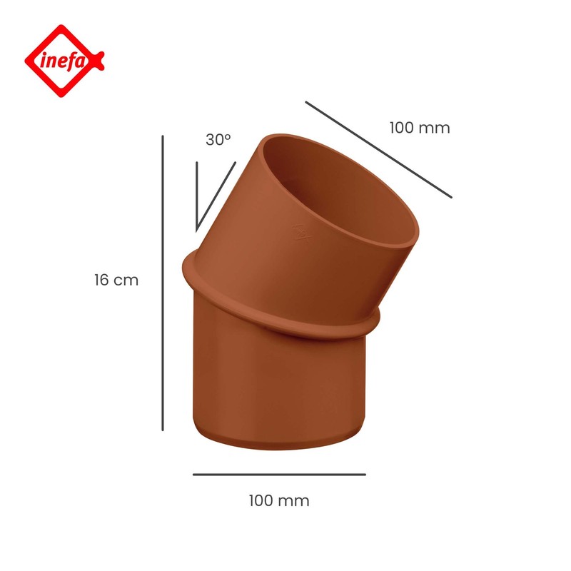 INEFA Rain Pipe Elbow 30 Degrees for Downpipe, PVC DN100