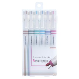 Sunstar Stationery S4591798 Pen & Marker, Water-based, Ninippy Deco, Set of 6, B