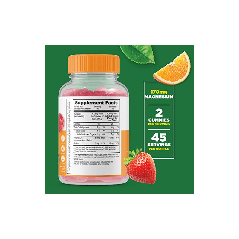 Lifeable Magnesium Citrate for Kids - 170mg Elemental Magnesium from