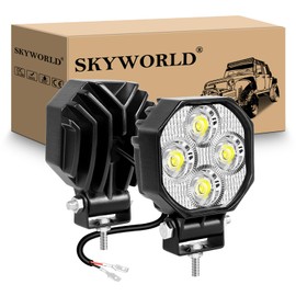 SKYWORLD 2 Pcs Mini Led Work Light, 2.8 inch 16W Spot Beam 12V 24V Outdoor Driving Lights Lamp for Car Off road Truck 4x4 SUV ATV Tractors Excavator Boat Motorbike Dirtbike, 6000K White, Fog Lamp